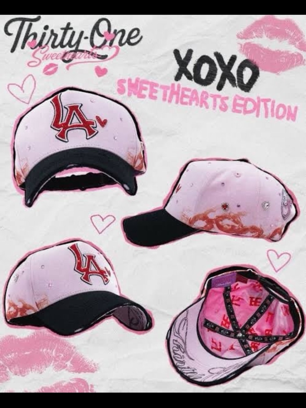 thirty-one Pink and Black Sweethearts LA Logo Baseball Cap